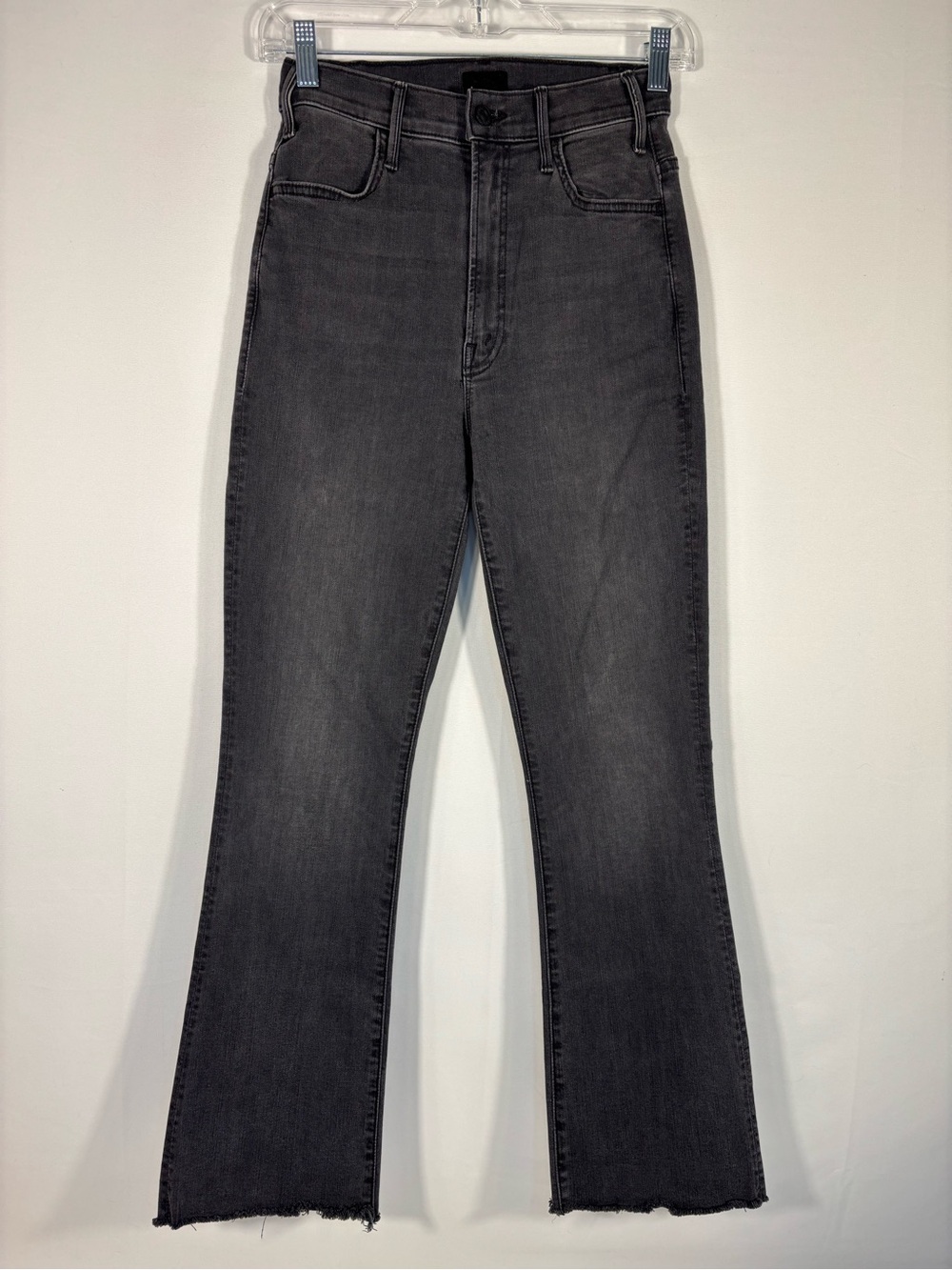 Mother The Hustler Ankle Fray Jeans Gray Black Lighting Up Lantern Flawed 25